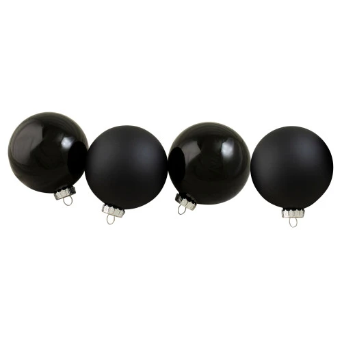 Northlight 4ct Black 2 Finish Glass Ball Christmas Ornaments 4" (100mm) 3 Northlight 4ct Black 2 Finish Glass Ball Christmas Ornaments 4" (100mm)