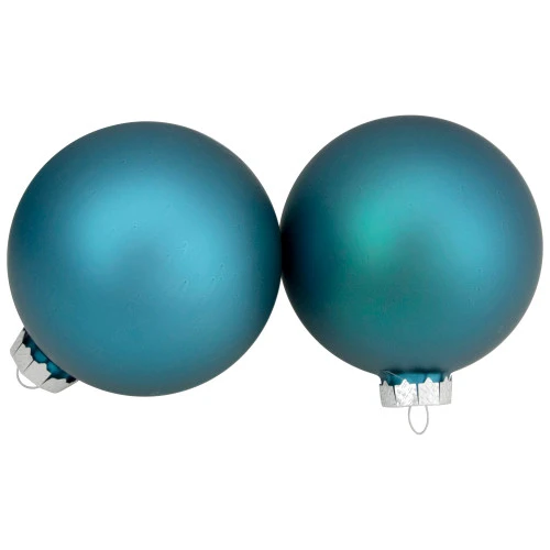 Northlight 4ct Turquoise Blue 2-Finish Glass Ball Christmas Ornaments 4" 6 Northlight 4ct Turquoise Blue 2-Finish Glass Ball Christmas Ornaments 4" - Image 4