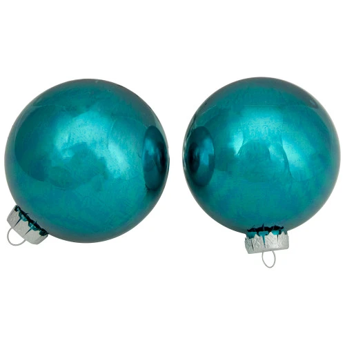 Northlight 4ct Turquoise Blue 2-Finish Glass Ball Christmas Ornaments 4" 5 Northlight 4ct Turquoise Blue 2-Finish Glass Ball Christmas Ornaments 4" - Image 3