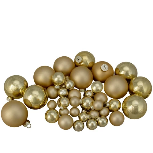 Northlight 40ct Gold Glass 2-Finish Christmas Ball Ornaments 2.5" (60mm) 3 Northlight 40ct Gold Glass 2-Finish Christmas Ball Ornaments 2.5" (60mm)