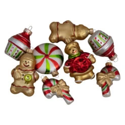 Northlight Pack Of 8 Gold And Red Gingerbread Men With Sweet Treats Christmas Ornaments 3" -Ornaments Store northlight wy04147 3 72257.1600305325
