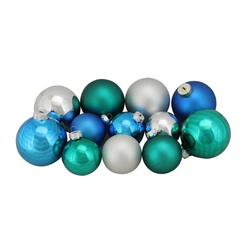 Northlight 96ct Blue And Silver 2-Finish Glass Christmas Ball Ornaments 3.25" (80mm) 3 Northlight 96ct Blue And Silver 2-Finish Glass Christmas Ball Ornaments 3.25" (80mm)