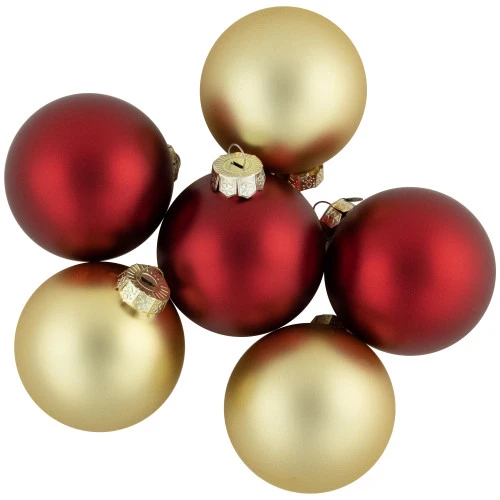 Northlight 72ct Red And Gold Matte Glass Christmas Ball Ornaments 4" (100mm) 5 Northlight 72ct Red And Gold Matte Glass Christmas Ball Ornaments 4" (100mm) - Image 3