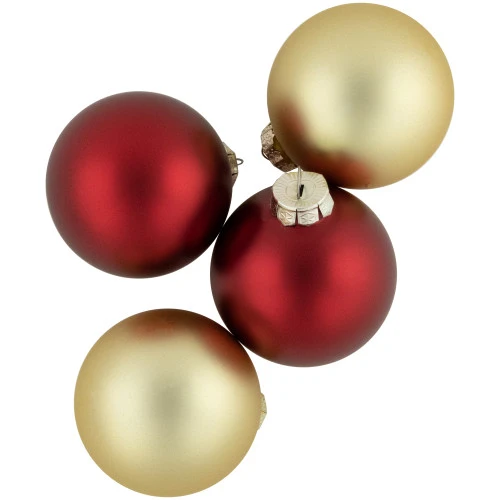 Northlight 72ct Red And Gold Matte Glass Christmas Ball Ornaments 4" (100mm) 6 Northlight 72ct Red And Gold Matte Glass Christmas Ball Ornaments 4" (100mm) - Image 4