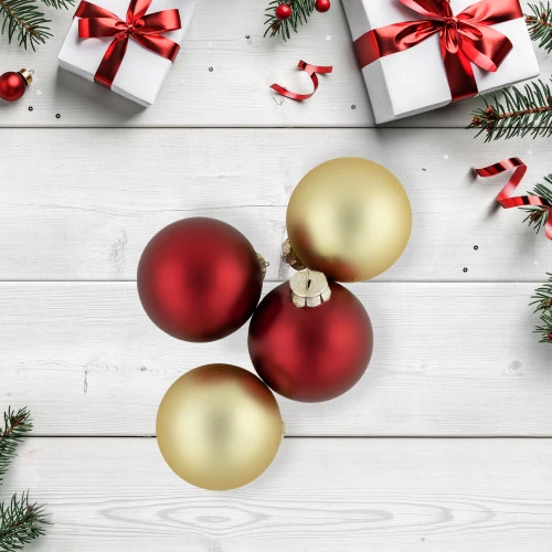 Northlight 72ct Red And Gold Matte Glass Christmas Ball Ornaments 4" (100mm) 4 Northlight 72ct Red And Gold Matte Glass Christmas Ball Ornaments 4" (100mm) - Image 2