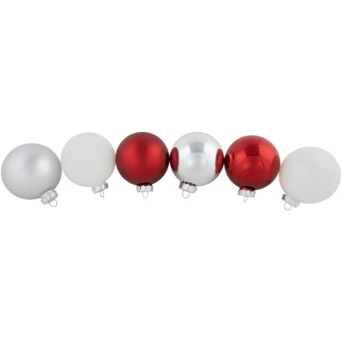 Northlight 72ct Red, Silver And White Shiny And Matte Glass Ball Christmas Ornaments 3.25-4" 5 Northlight 72ct Red, Silver And White Shiny And Matte Glass Ball Christmas Ornaments 3.25-4" - Image 3