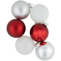 Northlight 72ct Red, Silver And White Shiny And Matte Glass Ball Christmas Ornaments 3.25-4" 11 Northlight 72ct Red, Silver And White Shiny And Matte Glass Ball Christmas Ornaments 3.25-4" -Ornaments Store northlight wy15215 4 14196.1677147729