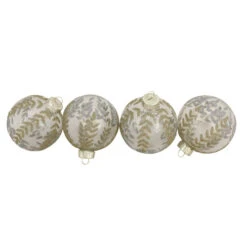 Northlight 4ct Clear And Gold Leaf Design Christmas Ball Ornaments 3.25" (80mm)
