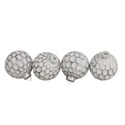 Northlight 4ct White And Silver Honeycomb Matte Glass Christmas Ball Ornaments 3.25" (83mm) -Ornaments Store northlight wy15227 3 25396.1599787105