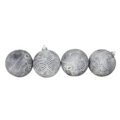Northlight 4ct Silver And White Antique Style Glass Christmas Ball Ornaments 4" (100mm)
