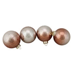 Northlight 4ct Brown And Silver Ombre Hand Blown Shiny Glass Christmas Ball Ornaments 3.25" (80mm)