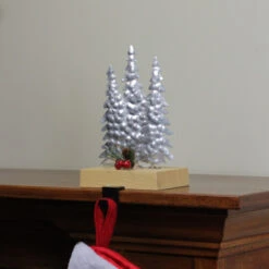 Northlight 8.5" Silver And Red Wooden Christmas Trees Stocking Holder -Ornaments Store northlight wy15241 3 37917.1587643979