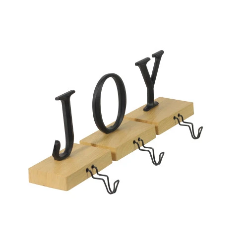 Northlight Set Of 3 Metal And Wood “JOY” Weighted Christmas Stocking Holder 6“ 4 Northlight Set Of 3 Metal And Wood “JOY” Weighted Christmas Stocking Holder 6“ - Image 2