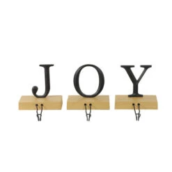 Northlight Set Of 3 Metal And Wood “JOY” Weighted Christmas Stocking Holder 6“