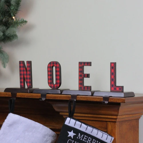 Northlight Set Of 4 Red And Black Buffalo Plaid "NOEL" Christmas Stocking Holder 6 5 Northlight Set Of 4 Red And Black Buffalo Plaid "NOEL" Christmas Stocking Holder 6 - Image 3