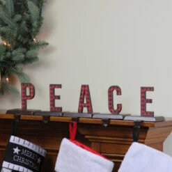 Northlight 5 Piece Set Red And Black Buffalo Plaid “PEACE” Christmas Stocking Holder 6" 7 Northlight 5 Piece Set Red And Black Buffalo Plaid “PEACE” Christmas Stocking Holder 6" -Ornaments Store northlight wy15252 3 98530.1665519659