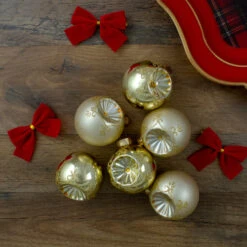 Northlight 6ct Gold 2-Finish Retro Reflector Glass Christmas Ball Ornaments 2.75" (70mm) -Ornaments Store northlight wy27596 4 36080.1665346760