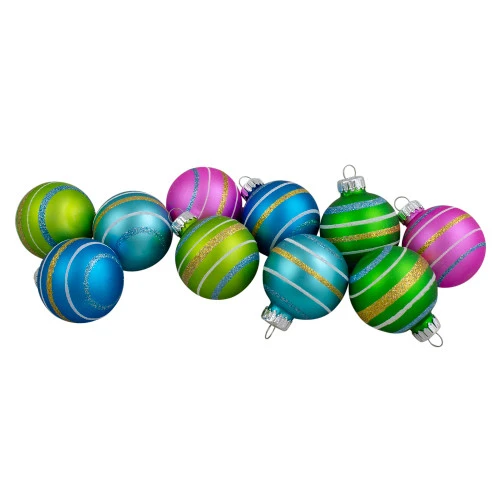 Northlight 10ct Green And Blue Matte Glass Christmas Ball Ornaments 1.75" (45mm) 3 Northlight 10ct Green And Blue Matte Glass Christmas Ball Ornaments 1.75" (45mm)