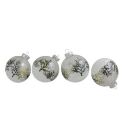 Northlight 4ct Clear And Frosted Winter Tree Glass Christmas Ball Ornaments 3.25" (80mm)