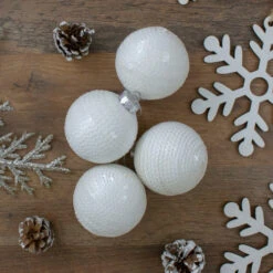 Northlight 4ct White Sequined Shiny Christmas Ball Ornaments 2.75" (70mm) -Ornaments Store northlight wy27608 3 33752.1587642897