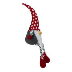 Northlight 24" Gray And Red Hanging Leg With Polka-Dot Snow Cap Smiling Gnome -Ornaments Store northlight yj36284 a 1 45319.1587645152
