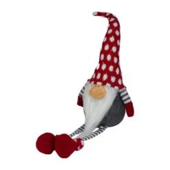 Northlight 24" Gray And Red Hanging Leg With Polka-Dot Snow Cap Smiling Gnome -Ornaments Store northlight yj36284 a 2 82150.1587645152