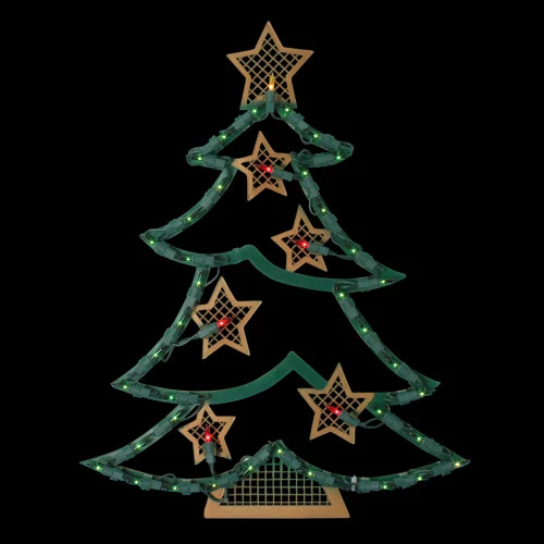 Northlight 17.75" Lighted Green And Gold Christmas Tree With Stars Outdoor Window Silhouette 4 Northlight 17.75" Lighted Green And Gold Christmas Tree With Stars Outdoor Window Silhouette - Image 2