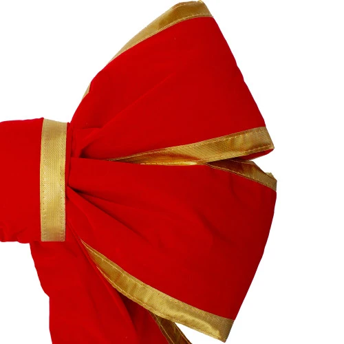 Northlight 18" X 28" Giant Red 3D 4-Loop Velveteen Christmas Bow With Gold Trim 4 Northlight 18" X 28" Giant Red 3D 4-Loop Velveteen Christmas Bow With Gold Trim - Image 2