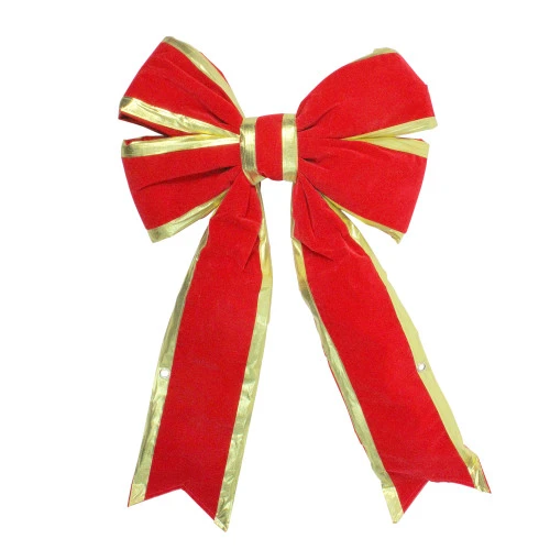 Northlight 18" X 28" Giant Red 3D 4-Loop Velveteen Christmas Bow With Gold Trim 3 Northlight 18" X 28" Giant Red 3D 4-Loop Velveteen Christmas Bow With Gold Trim