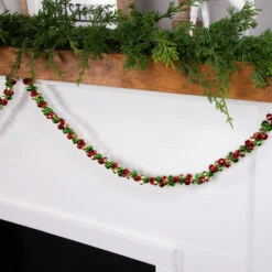 Northlight 5' Green, Gold And Red Jingle Bell Christmas Garland, Unlit -Ornaments Store northlight ys28302 styled20on20fireplace 2 33623.1686143934