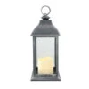 Northlight 12.5" Silver Brushed Black Candle Lantern With Flameless LED Candle -Ornaments Store northlight yw14838 03271.1664990622