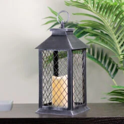 Northlight 11" Silver Brushed Black Mesh Candle Lantern With Flameless LED Candle 7 Northlight 11" Silver Brushed Black Mesh Candle Lantern With Flameless LED Candle -Ornaments Store northlight yw14843 3 14393.1665610425
