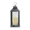 Northlight 11" Silver Brushed Black Mesh Candle Lantern With Flameless LED Candle -Ornaments Store northlight yw14843 04305.1665610425