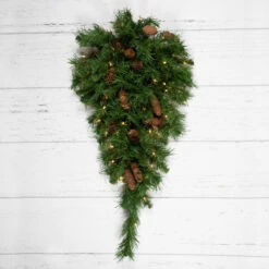 Northlight 30" Pre-Lit Dakota Red Pine Artificial Christmas Teardrop Swag, Clear AlwaysLit Lights -Ornaments Store northlight z99413 woodfloors 12809.1692025707