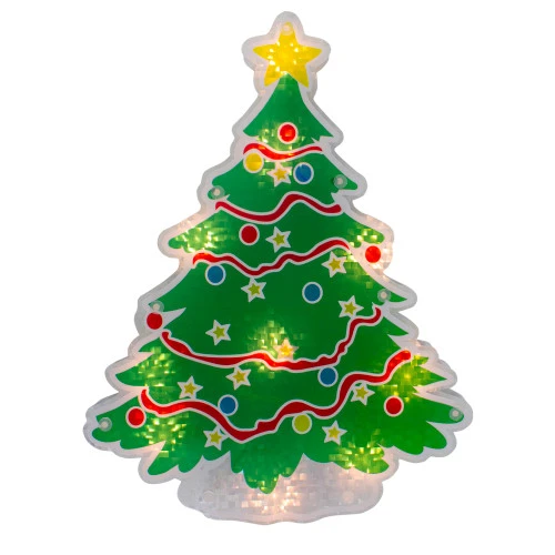 Northlight 12.5" Lighted Holographic Christmas Tree Window Silhouette Decor 3 Northlight 12.5" Lighted Holographic Christmas Tree Window Silhouette Decor