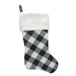 Northlight 23" Black And White Rustic Checkered Christmas Stocking