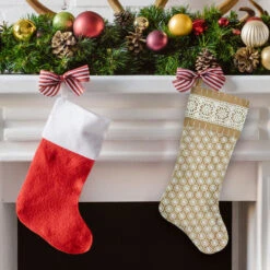 Northlight 20.5" Brown And White Lace Cuff Christmas Stocking -Ornaments Store northlightl85532b 99612.1636632921