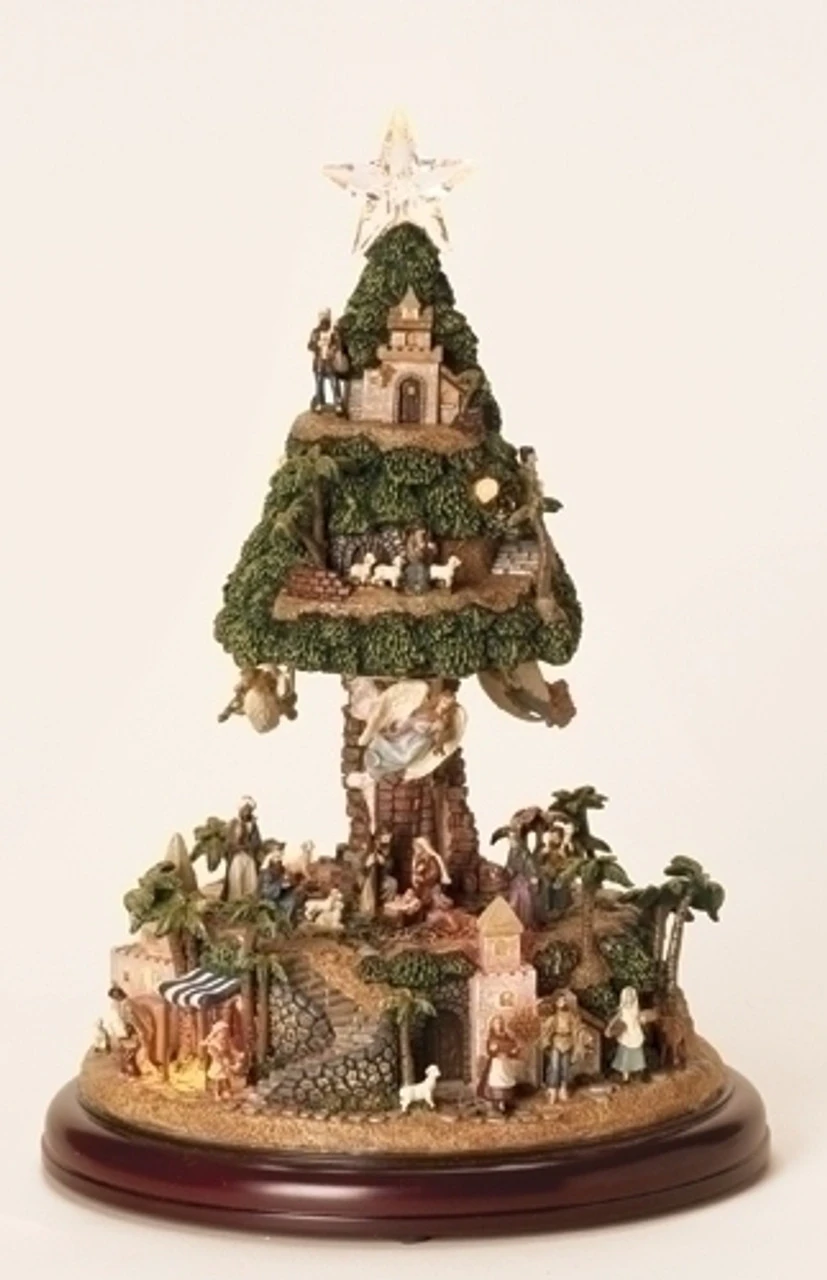 Roman 13" Brown And Green LED Lighted Musical Nativity Tree Christmas Tabletop Decor 3 Roman 13" Brown And Green LED Lighted Musical Nativity Tree Christmas Tabletop Decor