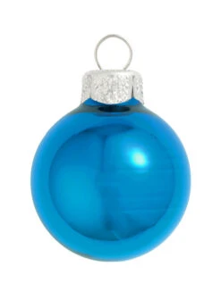 12ct Wedgewood Blue Glass Shiny Christmas Ball Ornaments 2.75" (70mm)