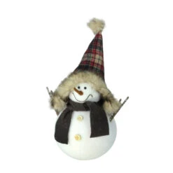 Northlight 13" White And Black Snowman With Hat Christmas Tabletop Figurine