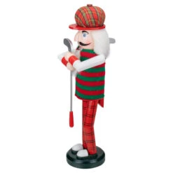 14" Red And Green Plaid Wooden Golfer Christmas Nutcracker -Ornaments Store nutcracker20factory f97136 1 12933.1665519663