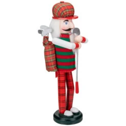 14" Red And Green Plaid Wooden Golfer Christmas Nutcracker -Ornaments Store nutcracker20factory f97136 3 78470.1665519663