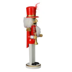 Northlight 14" Red And White Wooden Christmas Nutcracker With Horn -Ornaments Store nutcrackerfactory 97187 1 87786.1665519667