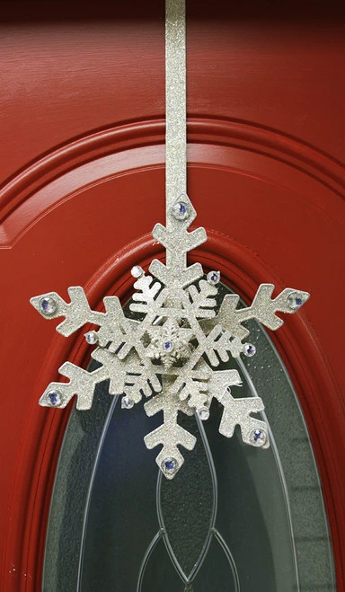 18" Silver And Clear Glittered Snowflake Christmas Wreath Holder 4 18" Silver And Clear Glittered Snowflake Christmas Wreath Holder - Image 2