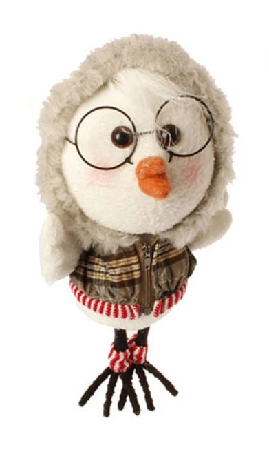 9" White And Brown Plaid Trimmed Hoodie Bird Christmas Ornament 3 9" White And Brown Plaid Trimmed Hoodie Bird Christmas Ornament