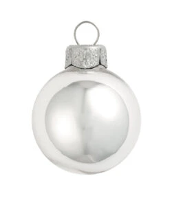 28ct Silver Shiny Glass Christmas Ball Ornaments 2" (50mm)
