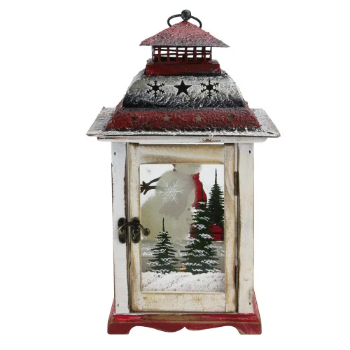 Northlight 14.5" Rustic Red And White Snowman Christmas Scene Candle Lantern 4 Northlight 14.5" Rustic Red And White Snowman Christmas Scene Candle Lantern - Image 2