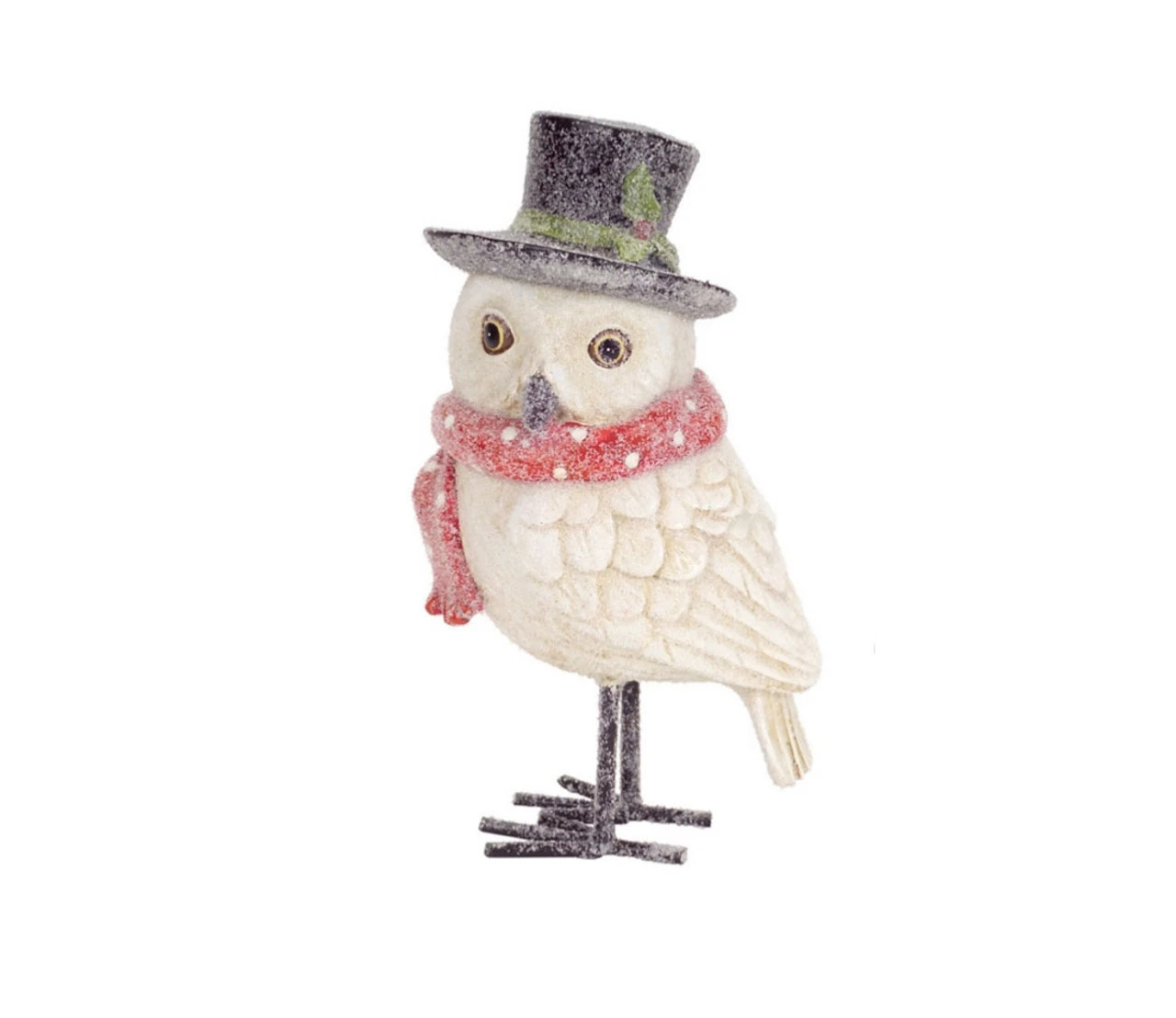 Melrose 8" White And Red Owl With Hat Christmas Tabletop Figurine 3 Melrose 8" White And Red Owl With Hat Christmas Tabletop Figurine