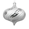 4ct Silver Swirl Shatterproof 2-Finish Onion Drop Christmas Ornaments 5.75" (150mm)