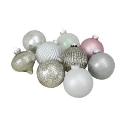 Northlight 9ct Silver 3-Finish Shatterproof Christmas Ball And Onion Ornaments 3.75" (95mm)